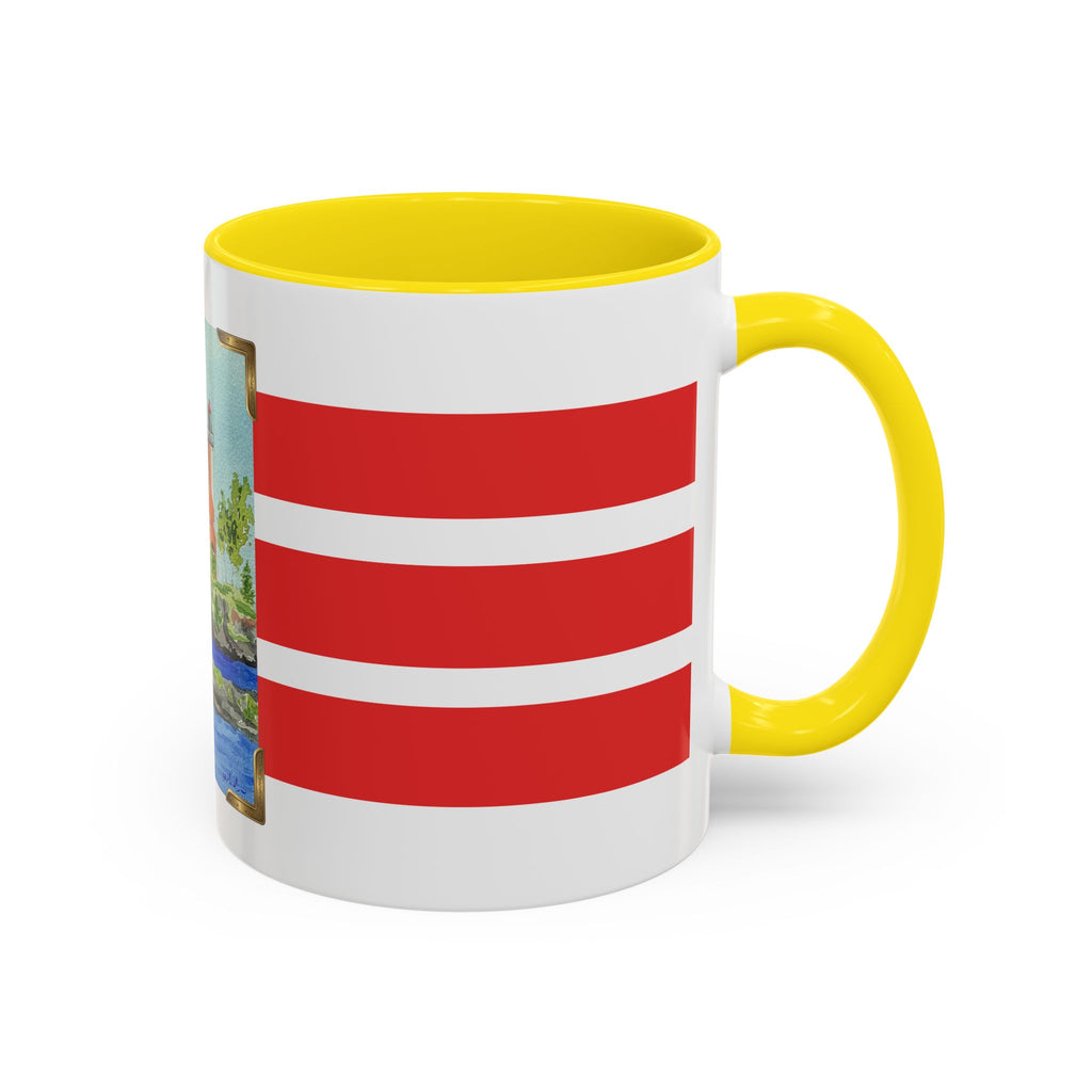 Lighthouse Coastal Accent Coffee Mug – Striped Red Nautical 11/15oz