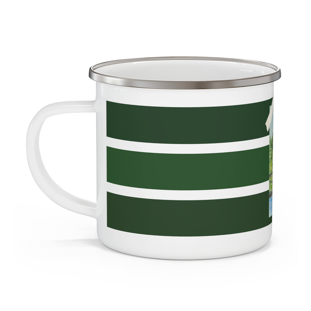 Copper Harbor Lighthouse Enamel Camping Mug — Watercolor Michigan UP Travel Mug