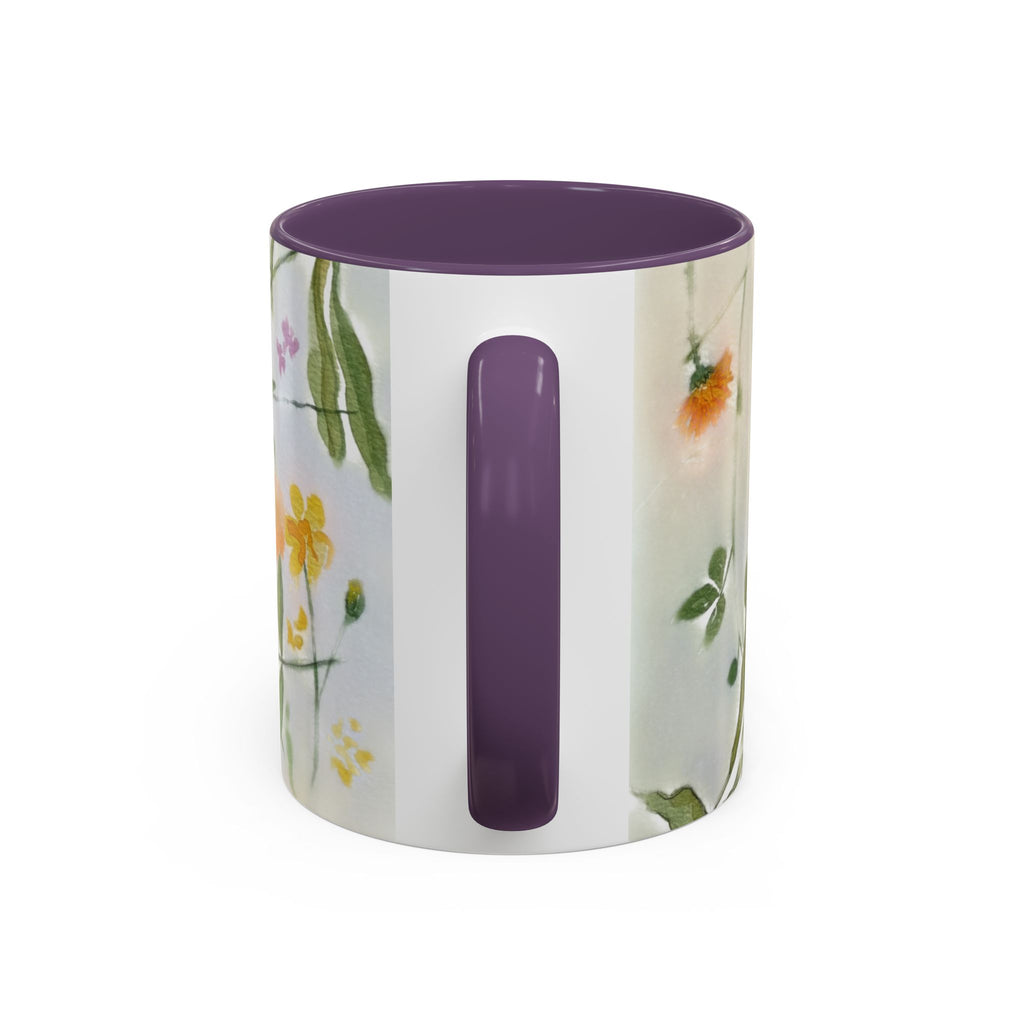 Watercolor Wildflowers Accent Coffee Mug — Loose Floral Design (11/15oz)