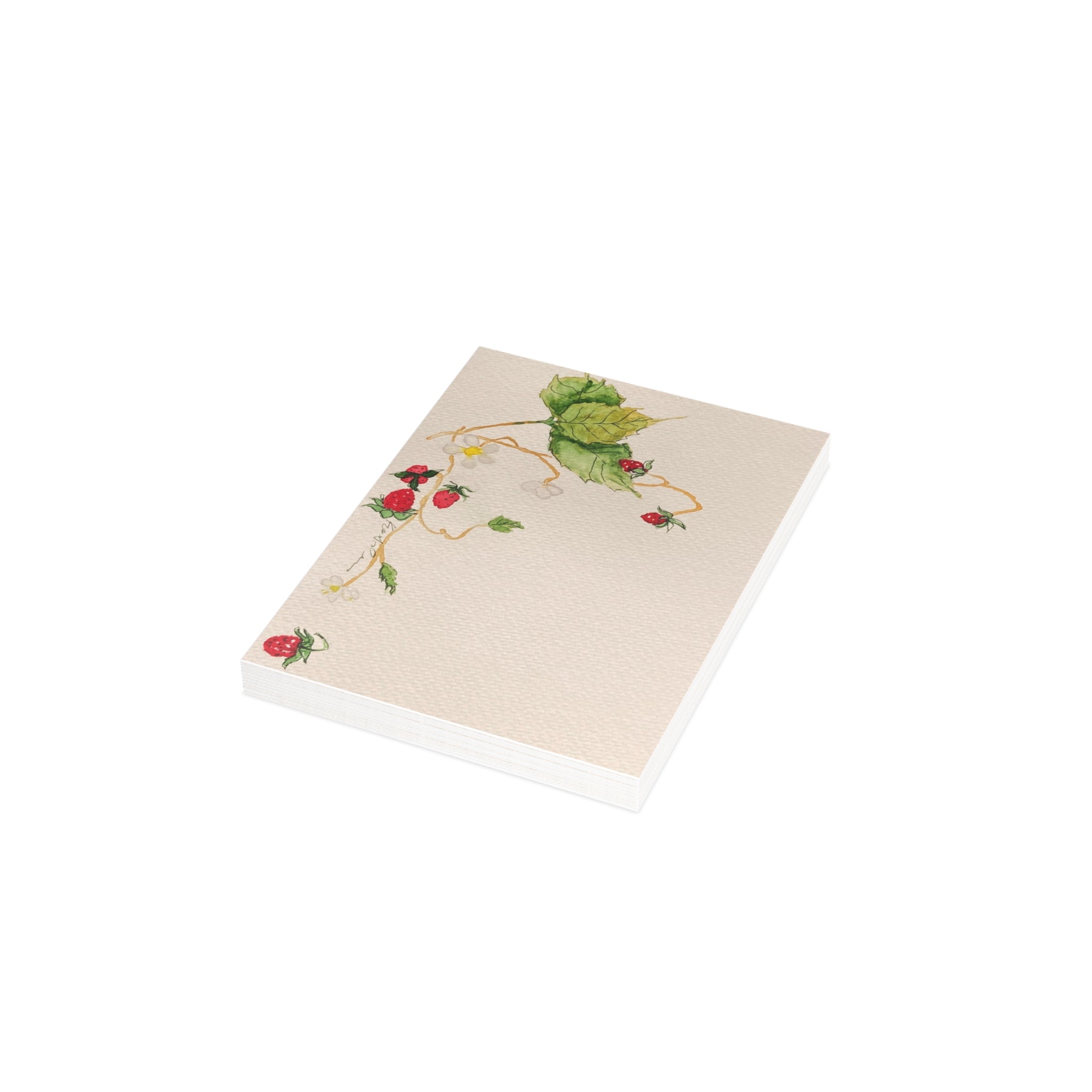 Watercolor Wild Strawberries Postcard Bundle — Illustrated Botanical Cards with Envelopes