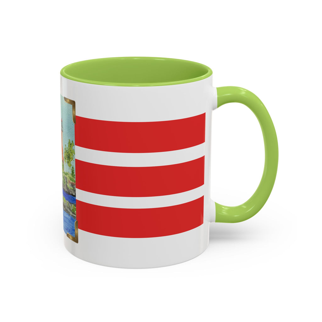 Lighthouse Coastal Accent Coffee Mug – Striped Red Nautical 11/15oz