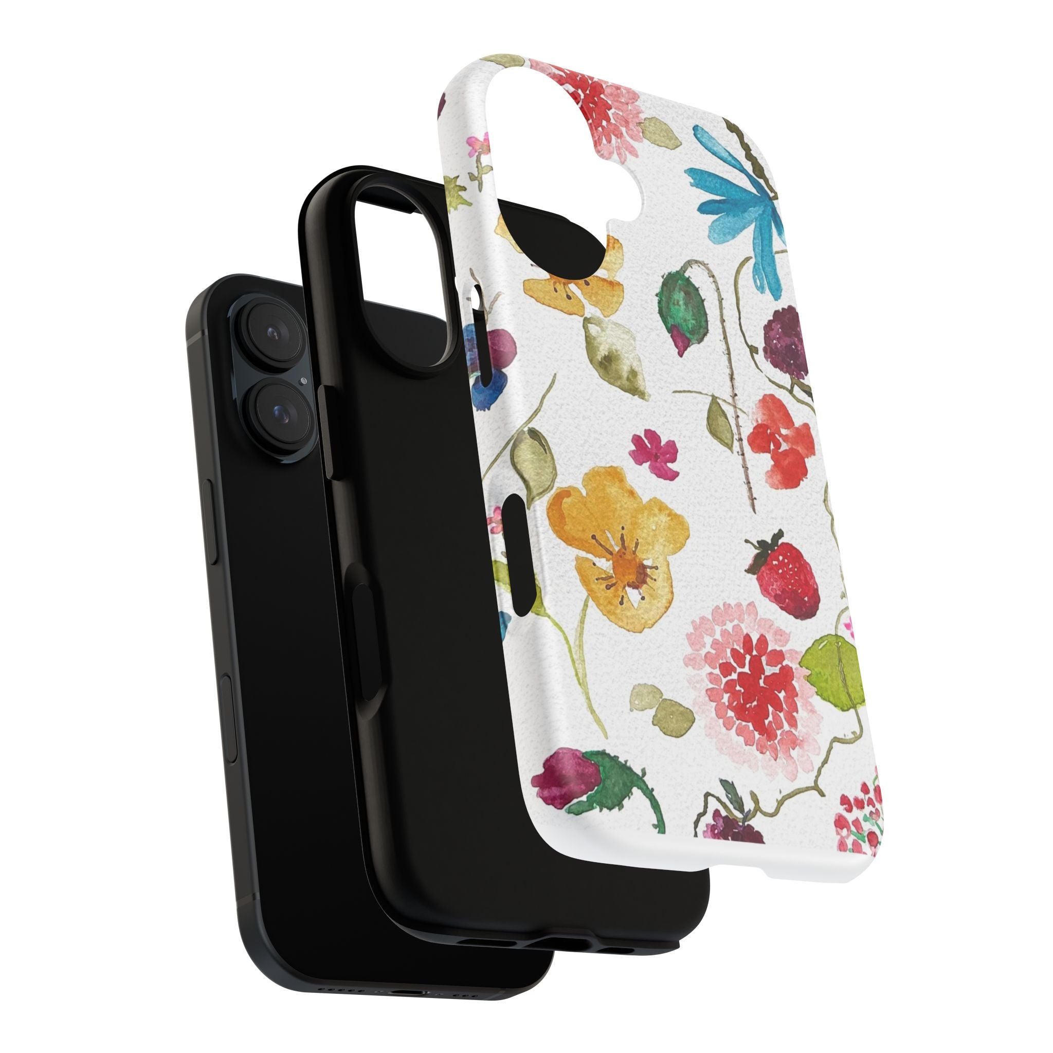 Floral Watercolor Phone Case — Bright Flowers & Berries