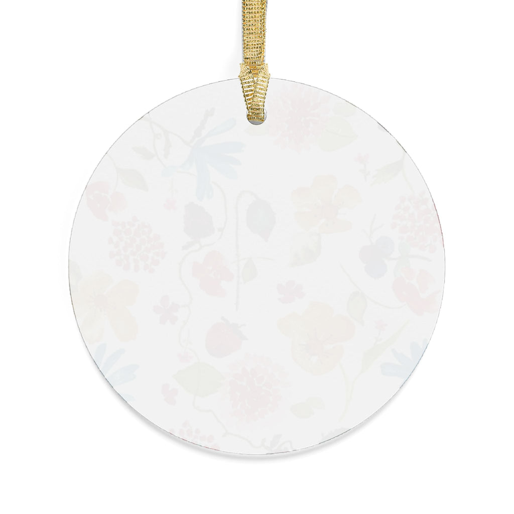 Cheerful Watercolor Flowers & Berries Acrylic Ornament