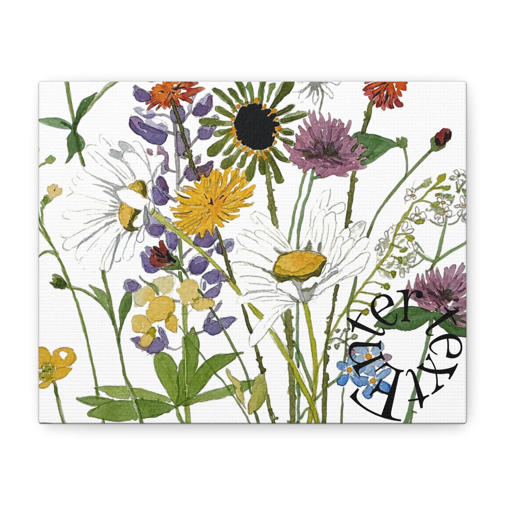 June Watercolor Wildflowers Matte Canvas Print — Stretched 1.25"