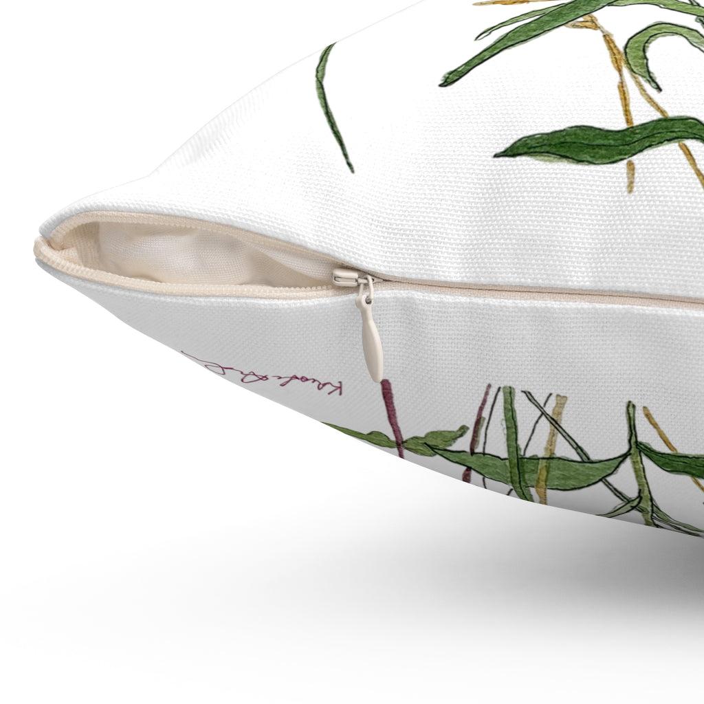 Wildflower & Monarch Pillow — Botanical Square Throw Pillow