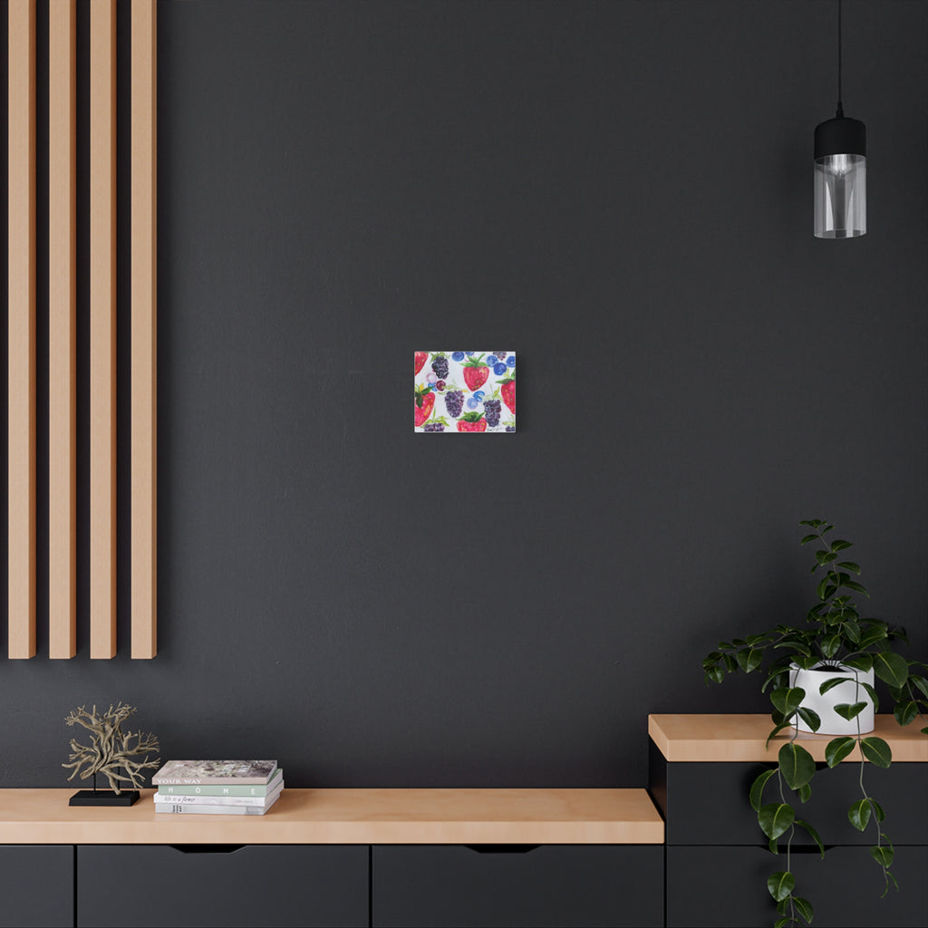 Watercolor Berries Matte Canvas Print — Blackberries, Strawberries & Blueberries