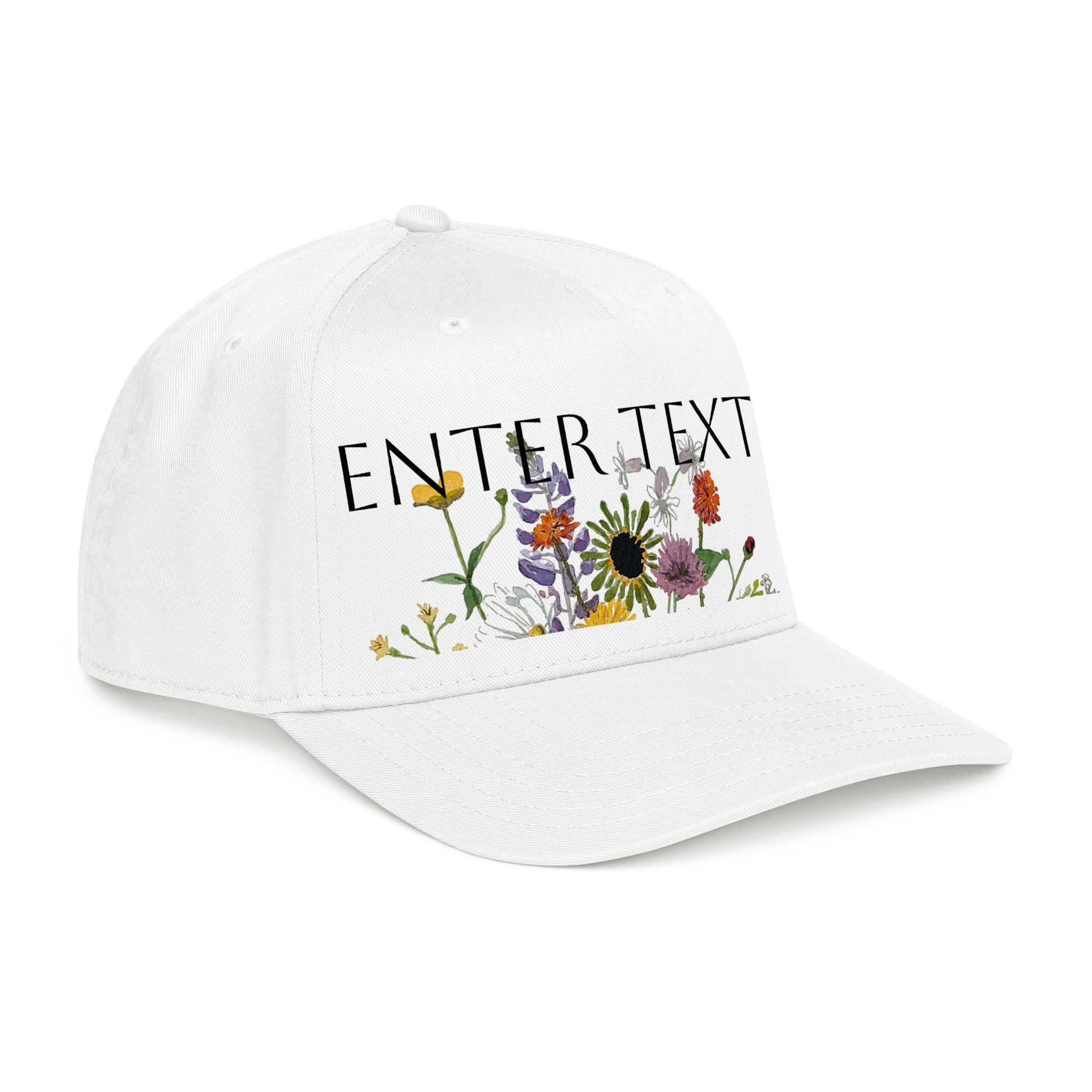 June Wildflowers Daisies Watercolor Baseball Cap