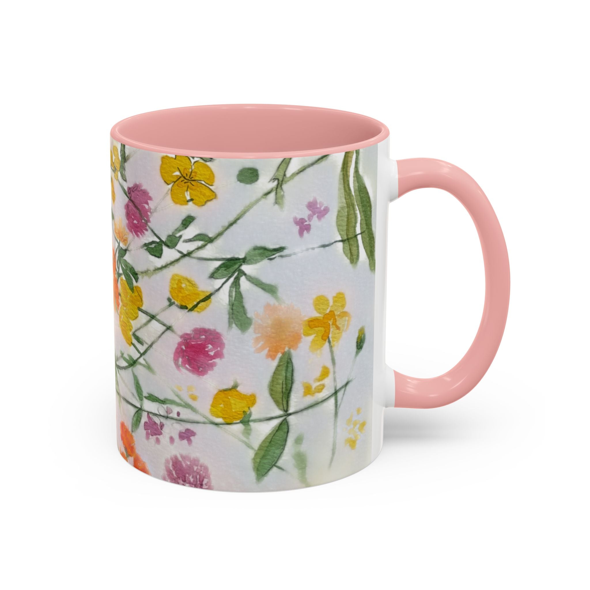 Watercolor Wildflowers Accent Coffee Mug — Loose Floral Design (11/15oz)