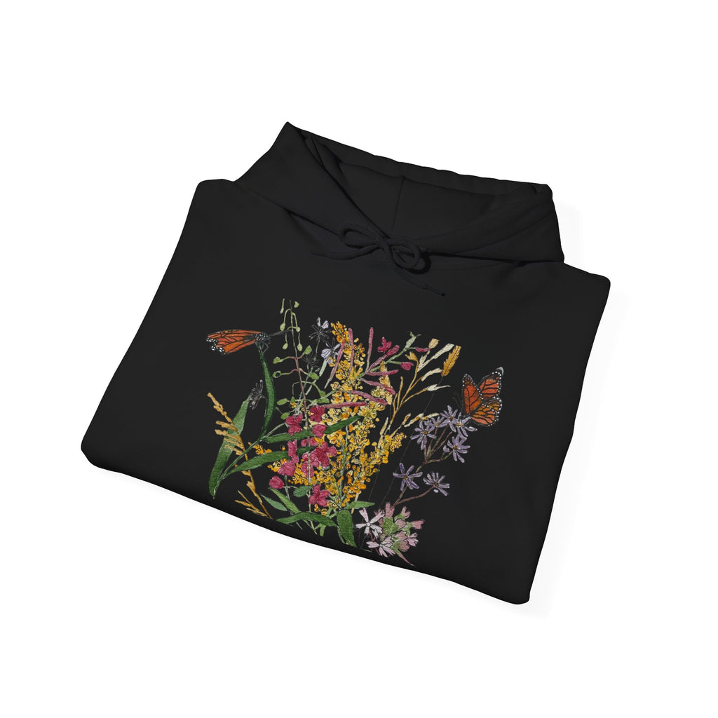 Watercolor Wildflowers & Butterflies Hoodie
