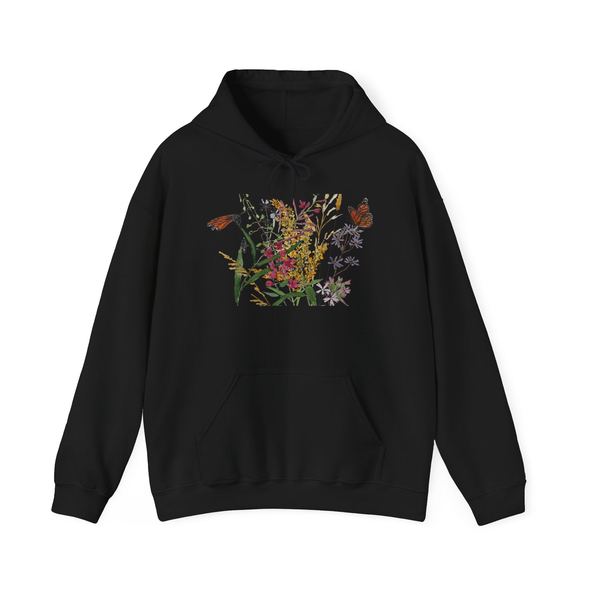 Watercolor Wildflowers & Butterflies Hoodie