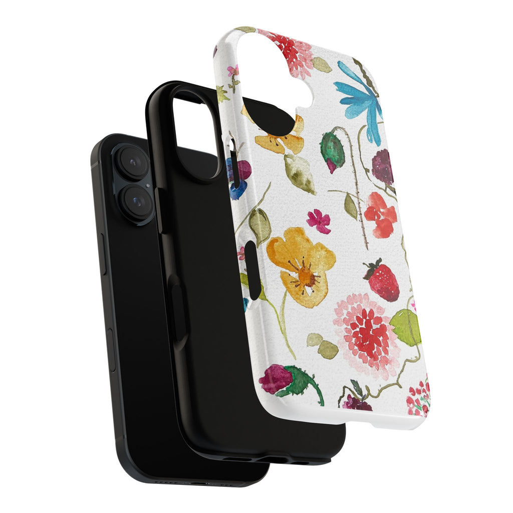 Floral Watercolor Phone Case — Bright Flowers & Berries