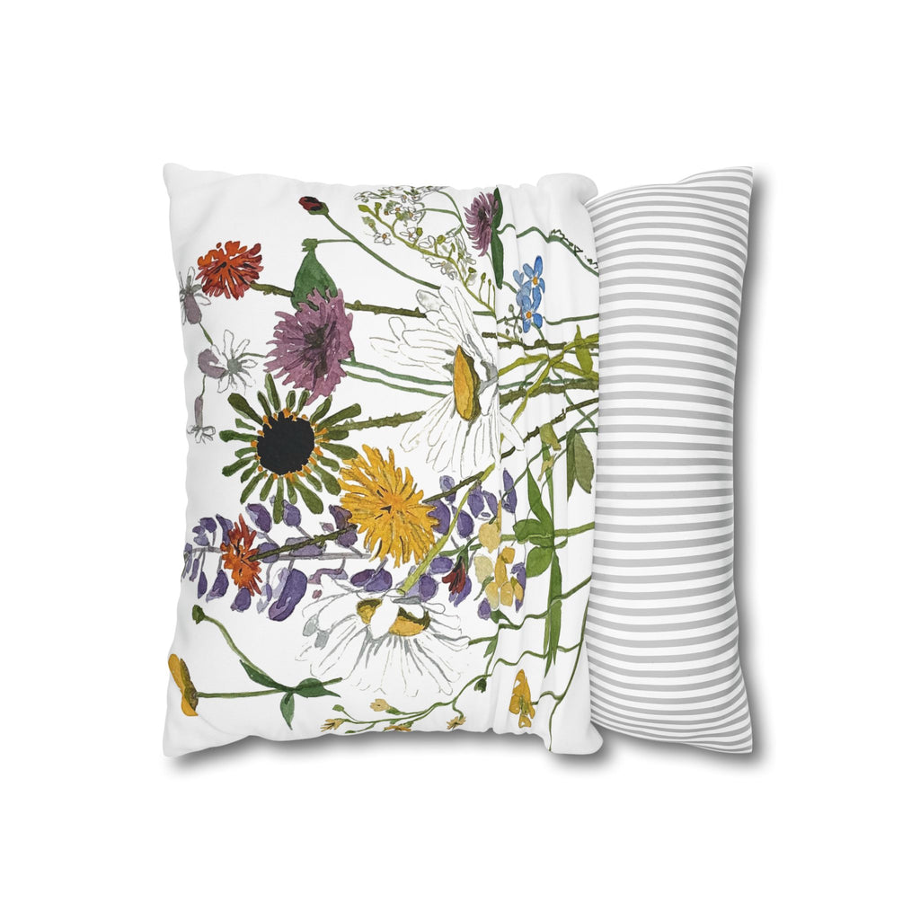 Michigan Wildflower Watercolor Pillowcase — Daisies, Clover & Buttercups