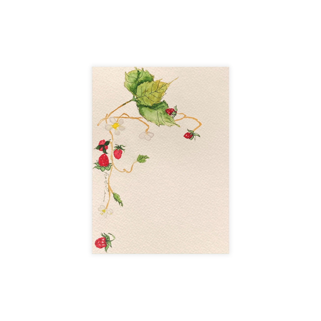 Watercolor Wild Strawberries Postcard Bundle — Illustrated Botanical Cards with Envelopes
