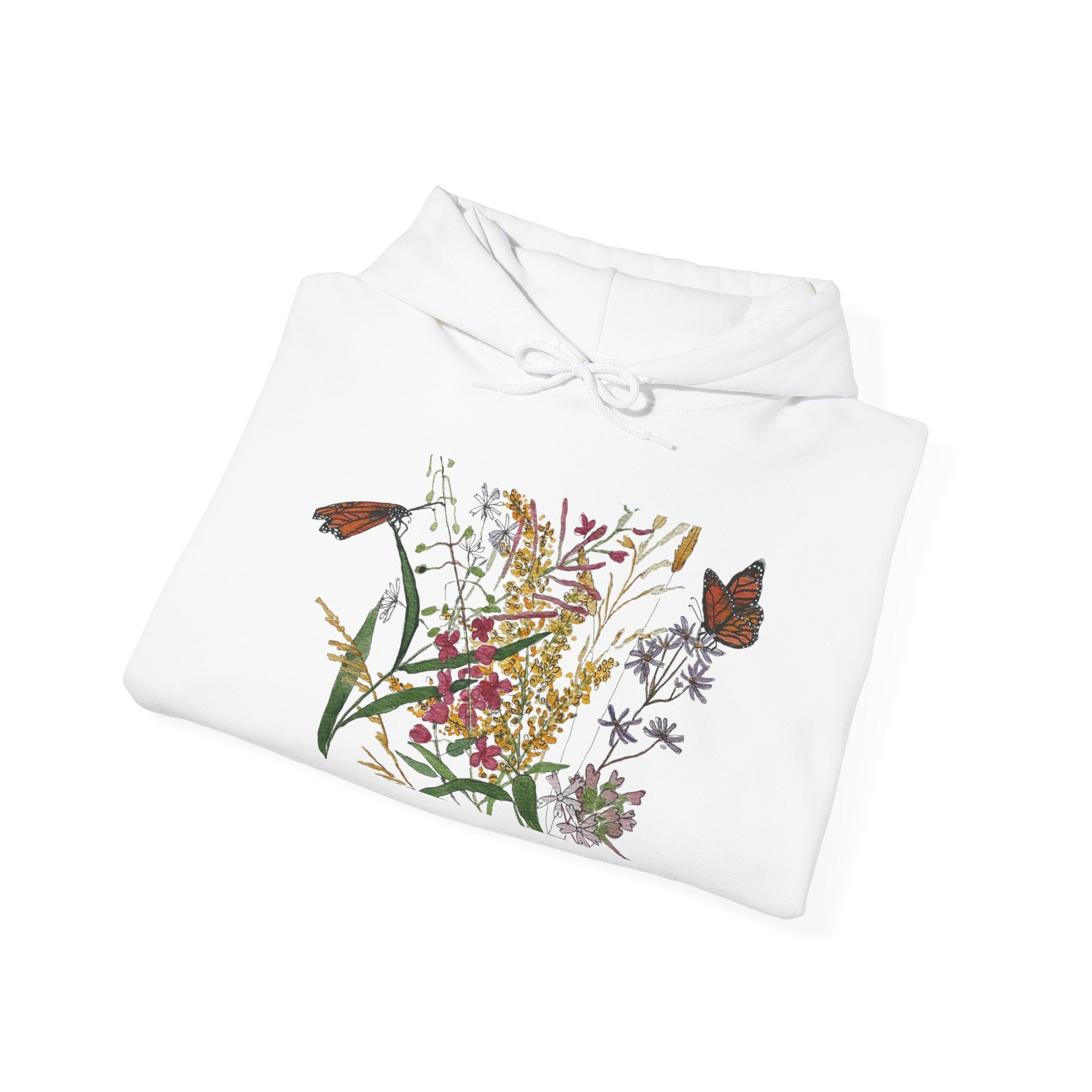 Watercolor Wildflowers & Butterflies Hoodie