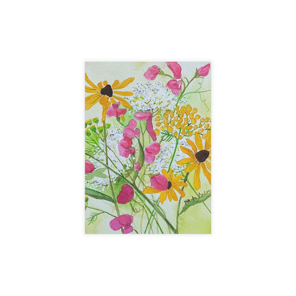 Floral Postcard Bundle — Sweet Peas, Brown Eyed Susans & Queen Anne's Lace (Envelopes Included)