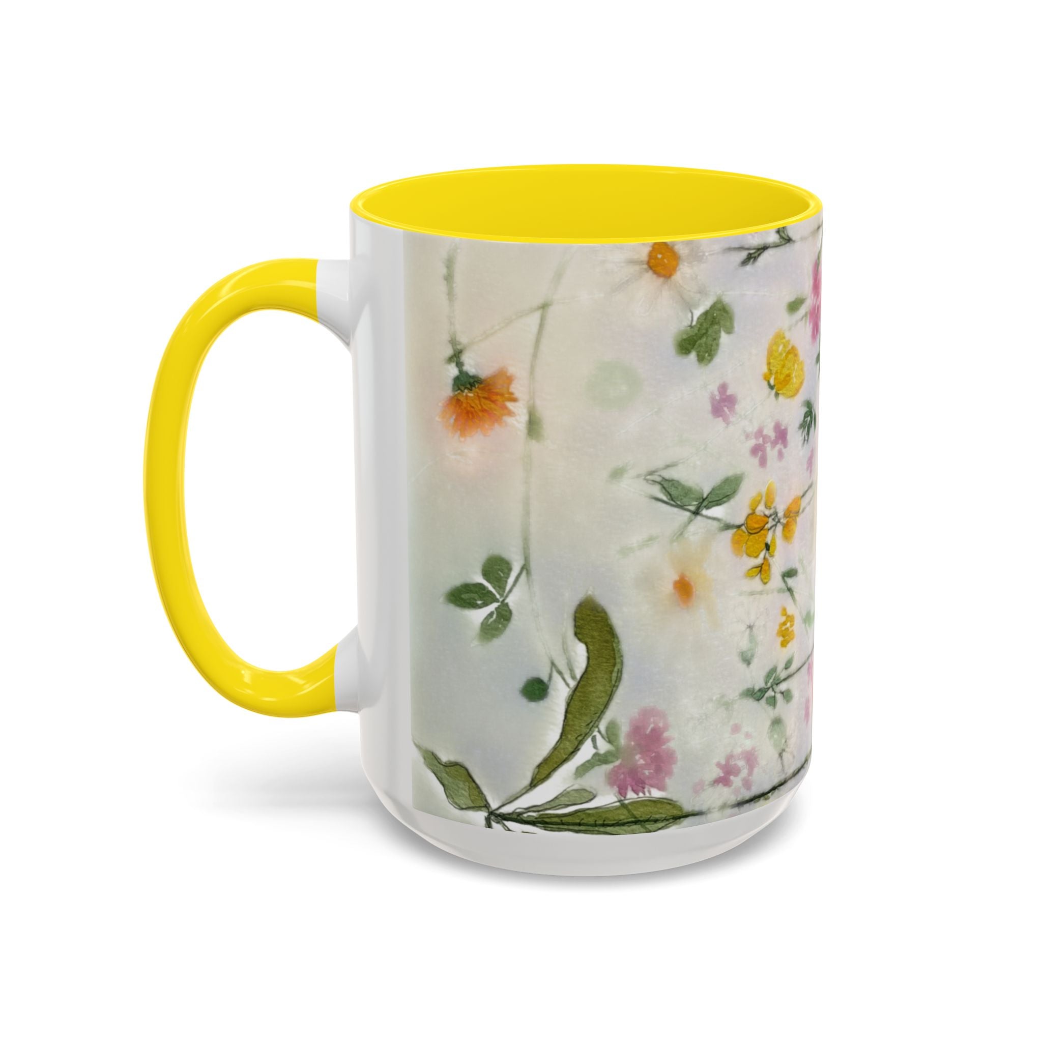 Watercolor Wildflowers Accent Coffee Mug — Loose Floral Design (11/15oz)