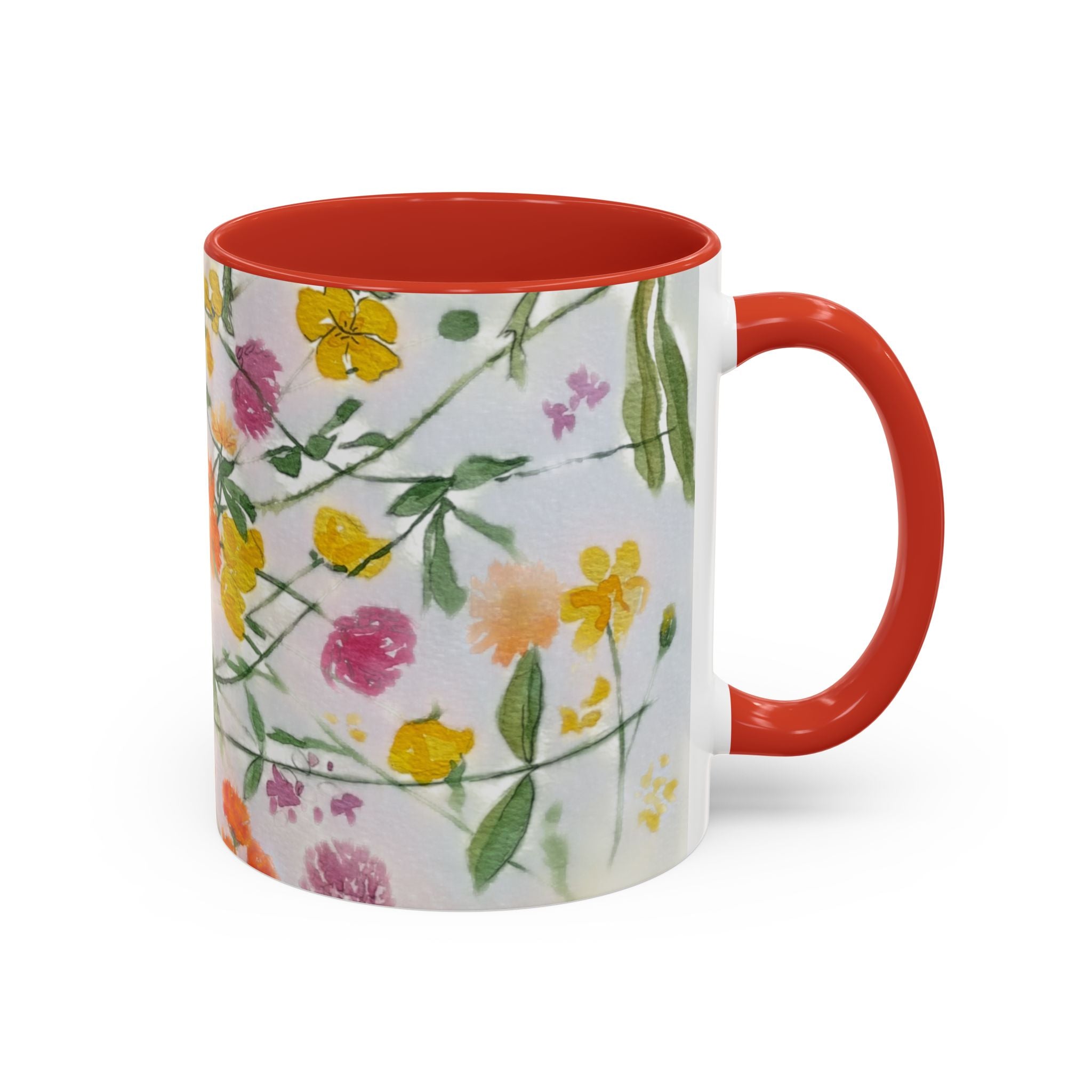 Watercolor Wildflowers Accent Coffee Mug — Loose Floral Design (11/15oz)