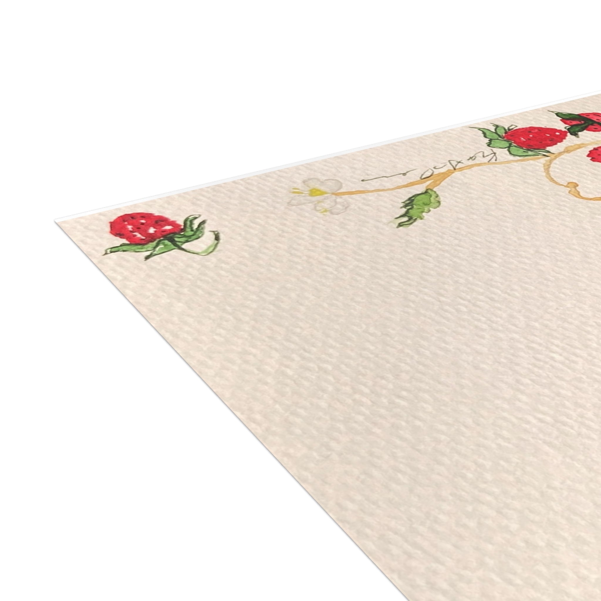 Watercolor Wild Strawberries Postcard Bundle — Illustrated Botanical Cards with Envelopes