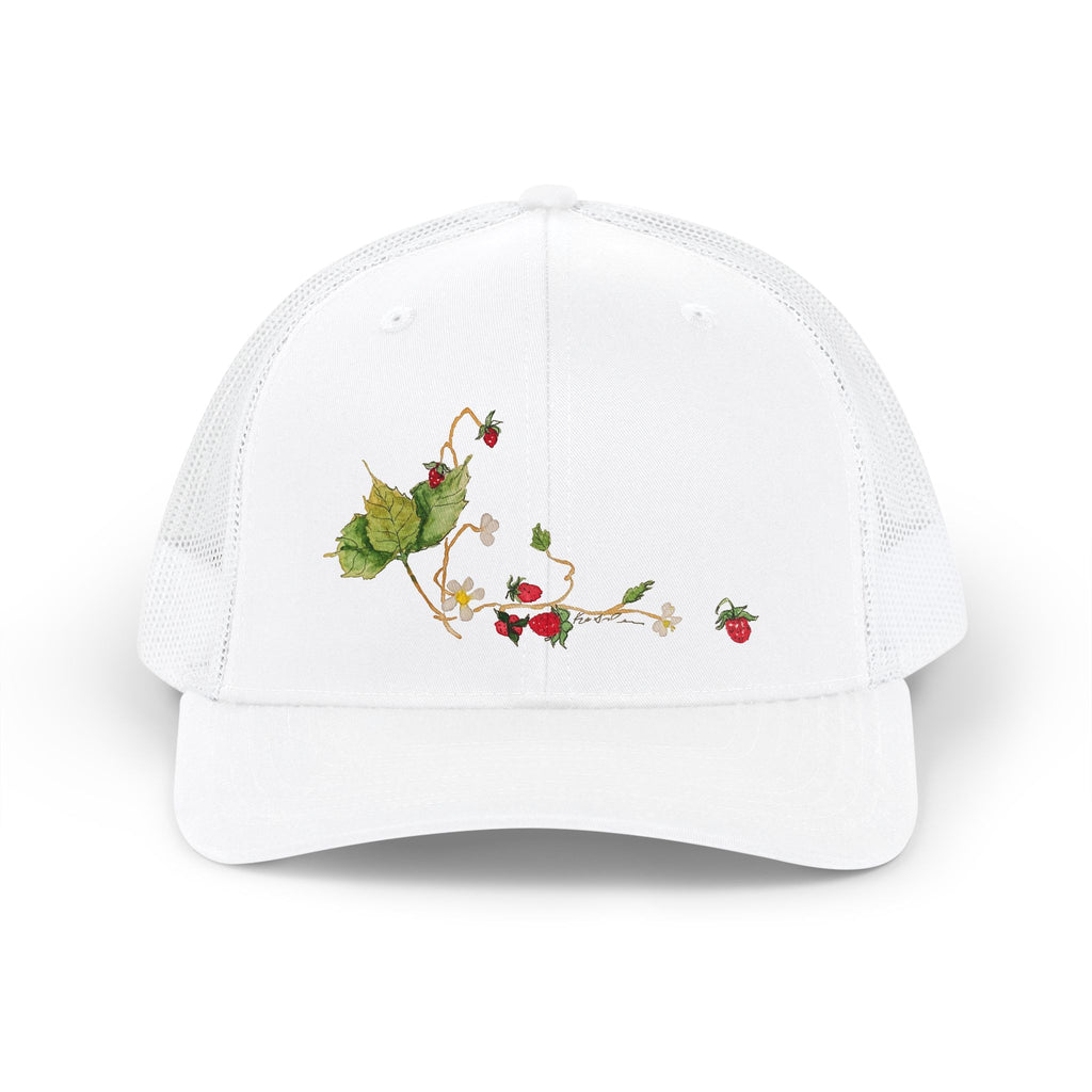 Watercolor Wild Strawberry Snapback Trucker Cap