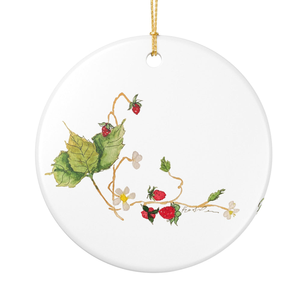 Watercolor Wild Strawberries Ceramic Ornament