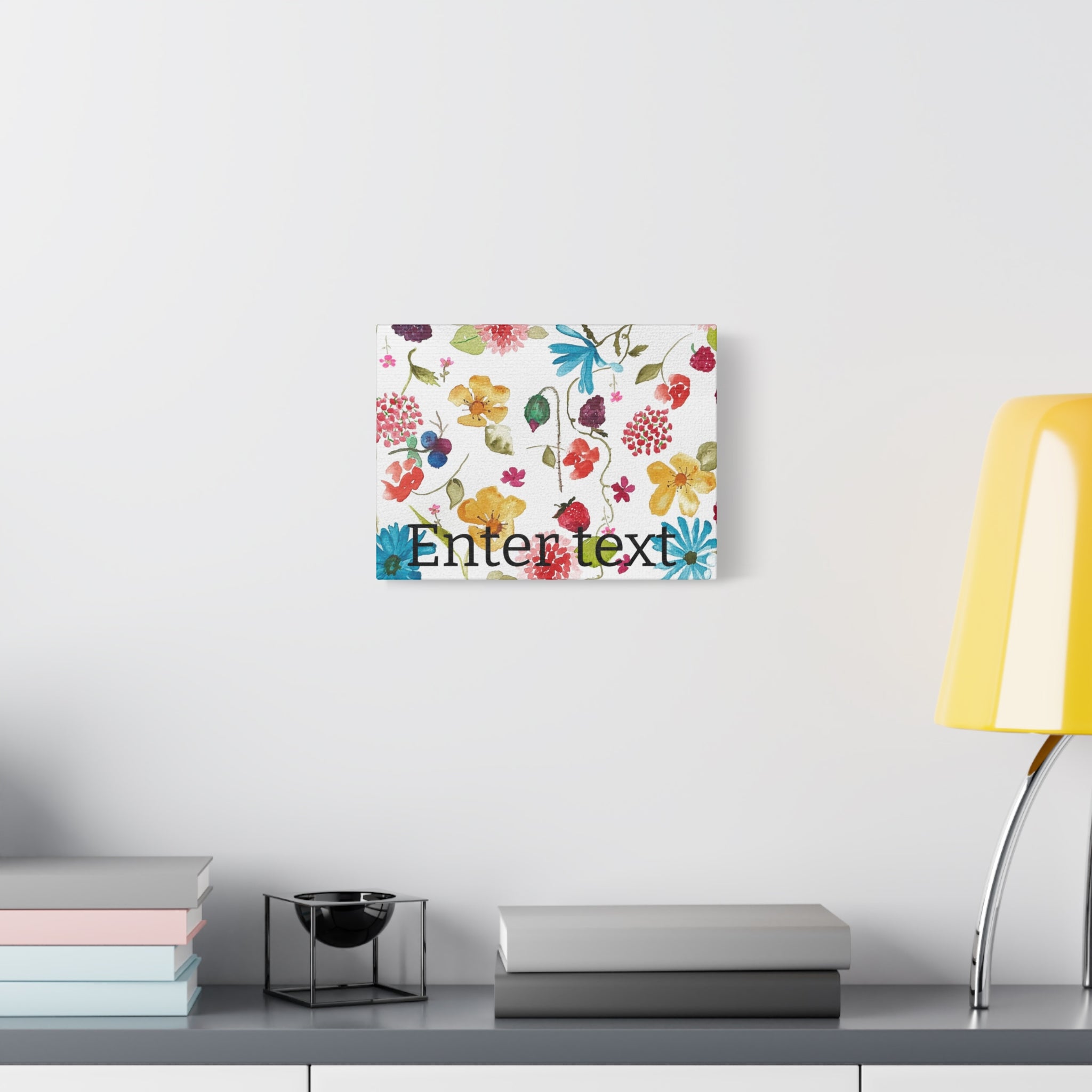 Bright Watercolor Flowers & Berries Matte Canvas (Stretched 1.25")