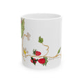 Wild Strawberry Ink & Watercolor Ceramic Mug — Hand-Painted Floral Coffee Cup (11oz, 15oz)