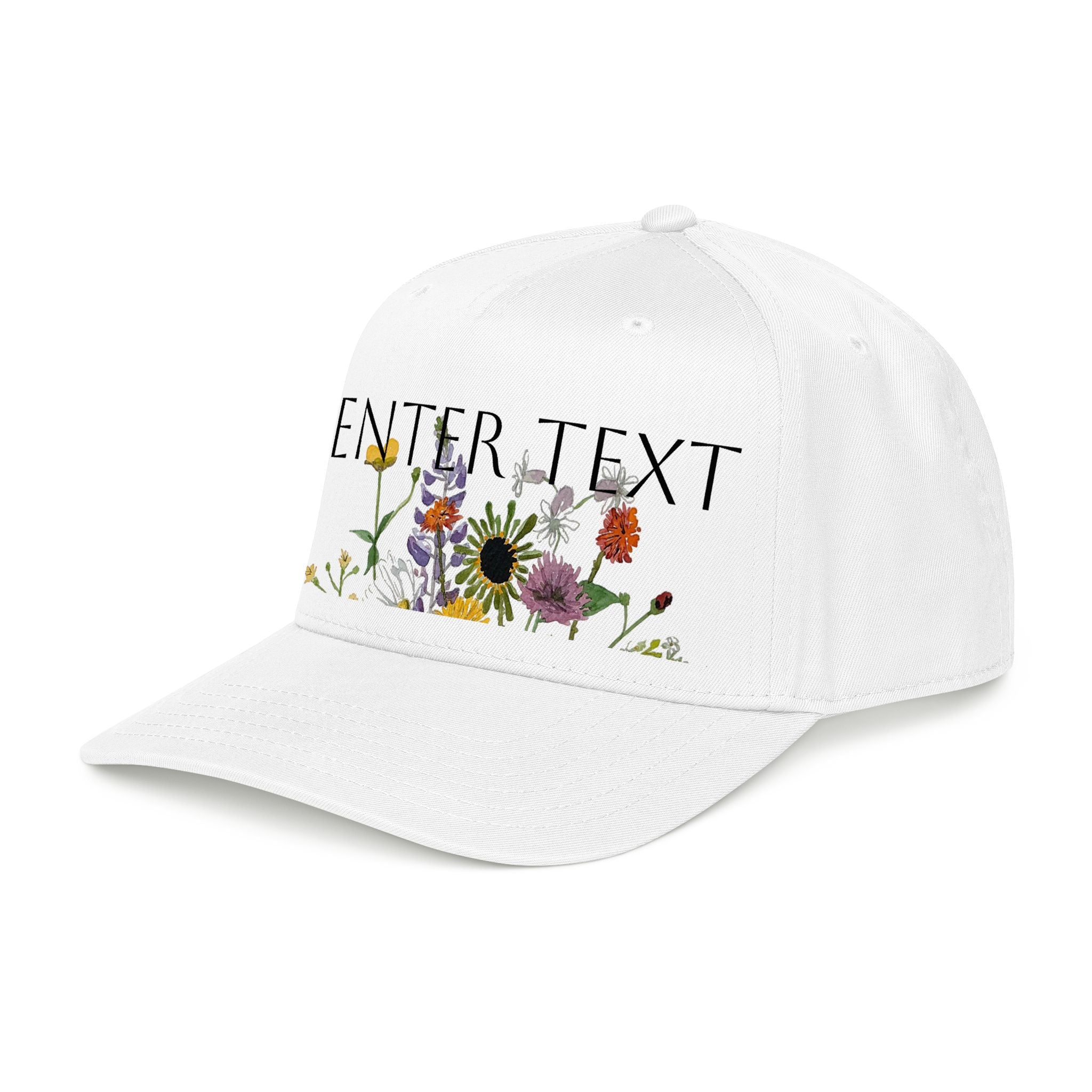 June Wildflowers Daisies Watercolor Baseball Cap