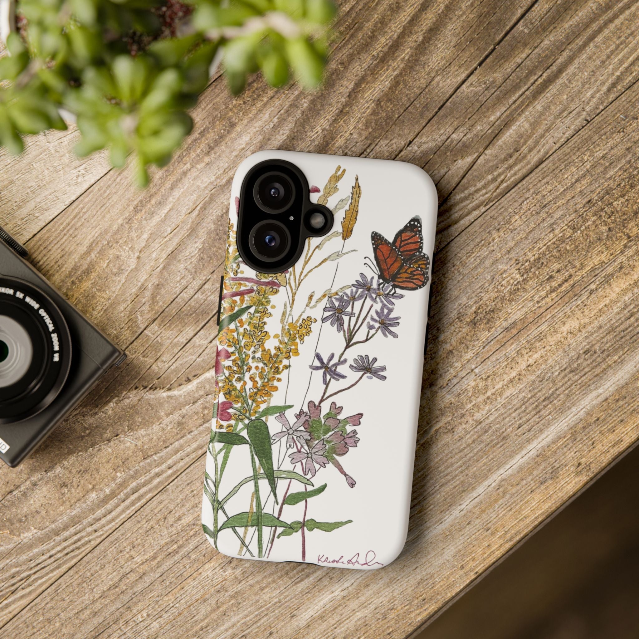 August Michigan Wildflowers Butterfly Phone Case