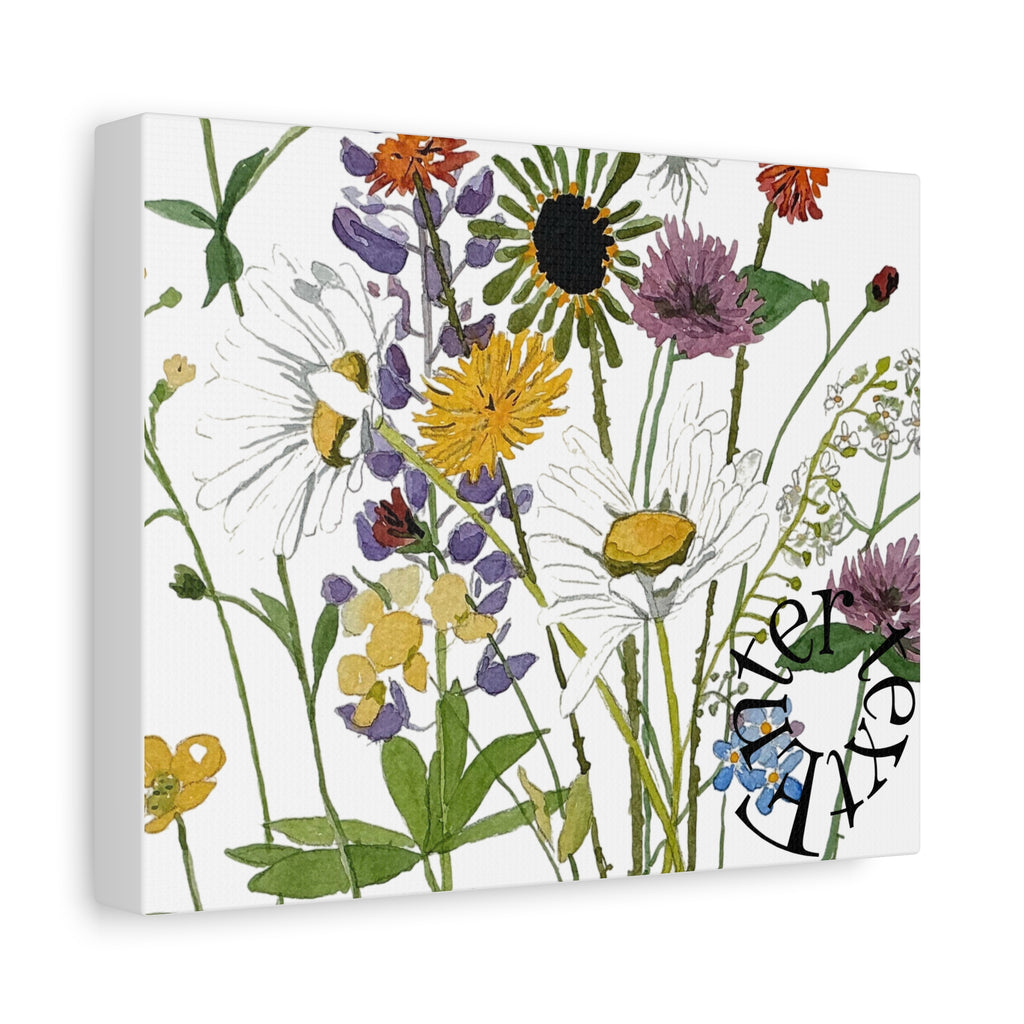 June Watercolor Wildflowers Matte Canvas Print — Stretched 1.25"