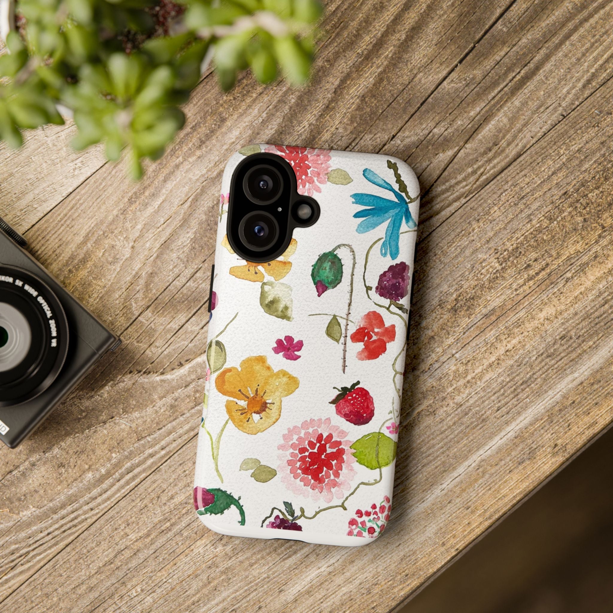 Floral Watercolor Phone Case — Bright Flowers & Berries