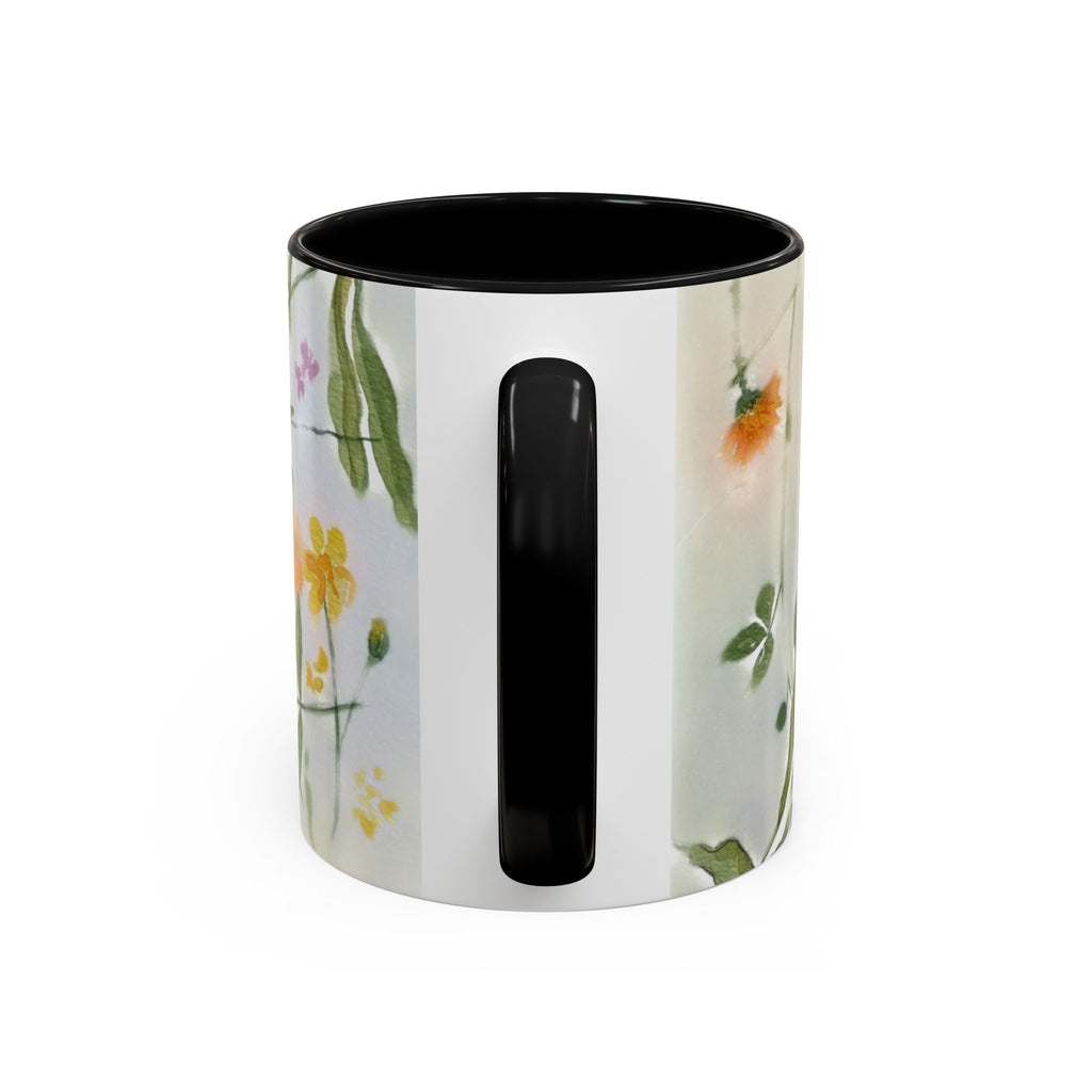 Watercolor Wildflowers Accent Coffee Mug — Loose Floral Design (11/15oz)