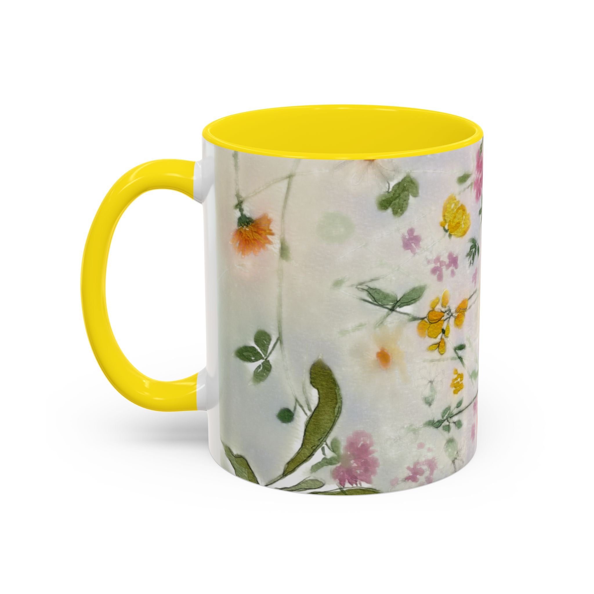 Watercolor Wildflowers Accent Coffee Mug — Loose Floral Design (11/15oz)