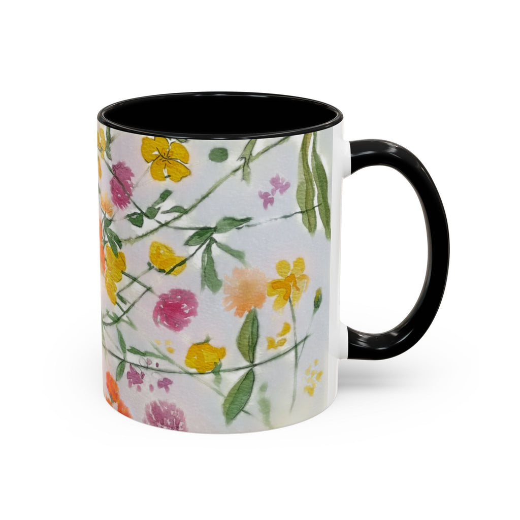Watercolor Wildflowers Accent Coffee Mug — Loose Floral Design (11/15oz)