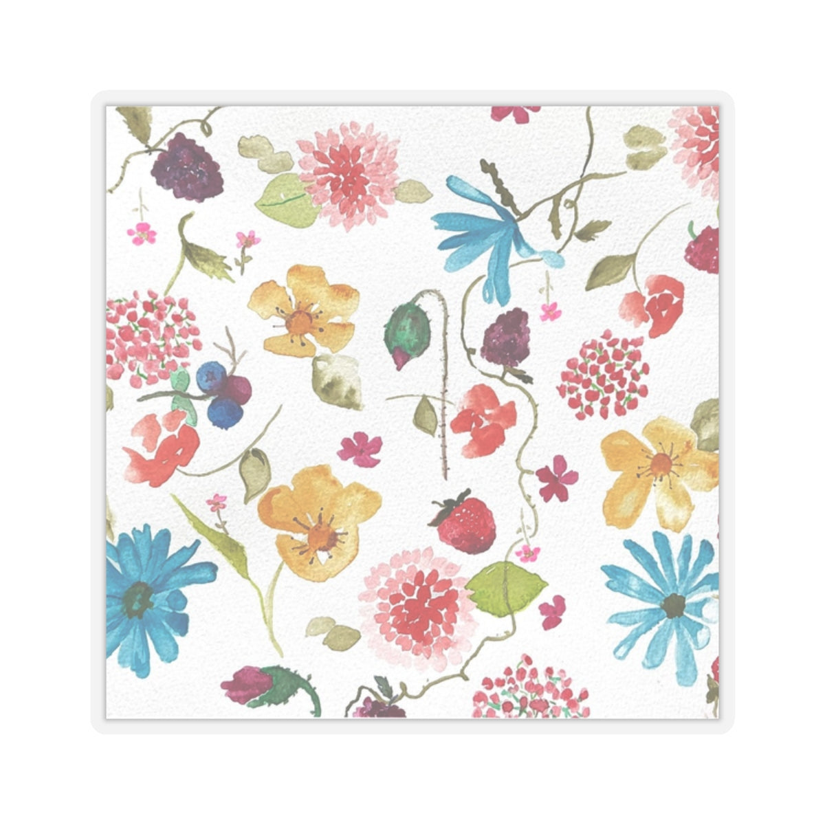Flowers & Berries Kiss-Cut Sticker — Floral Berry Decorative Sticker Pack
