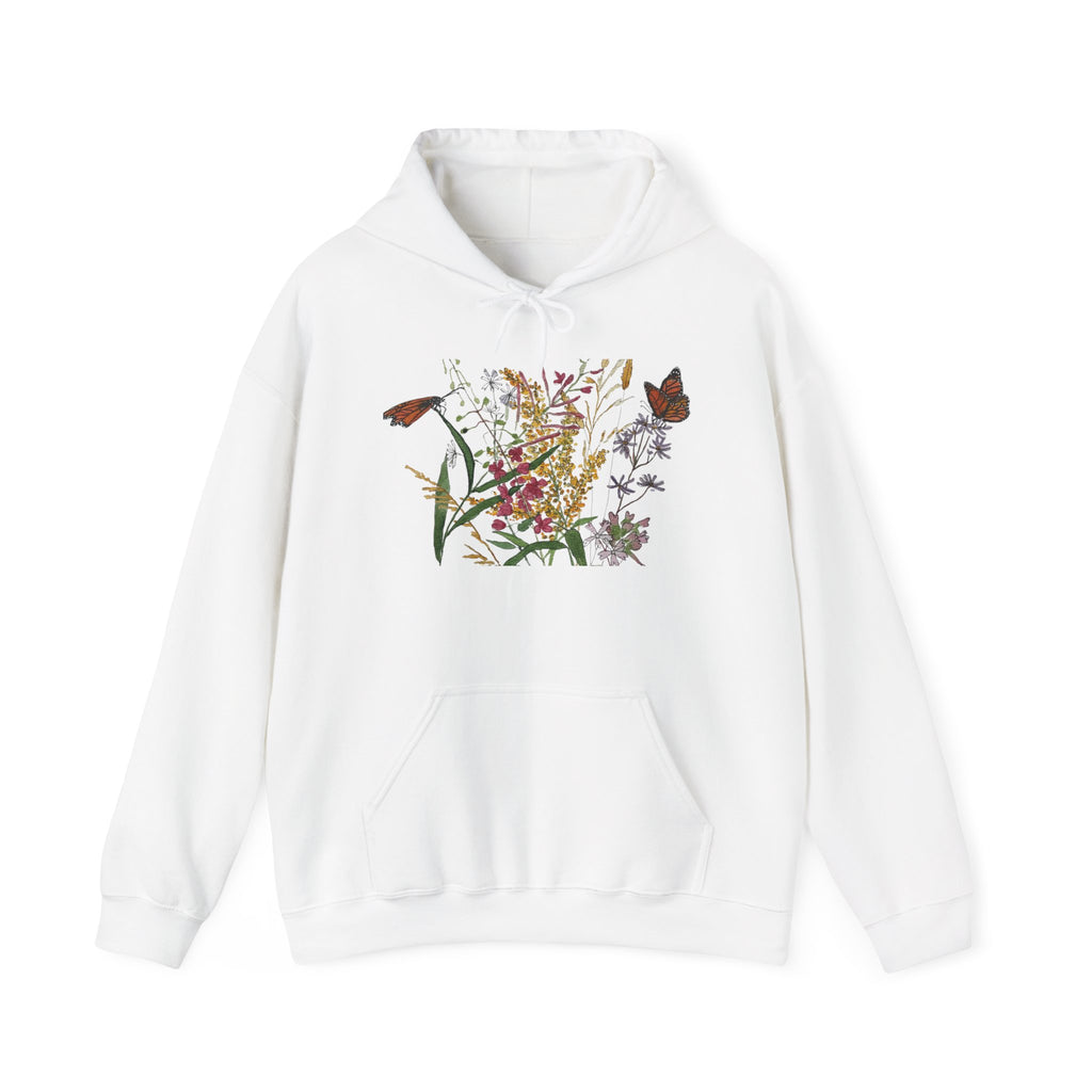 Watercolor Wildflowers & Butterflies Hoodie
