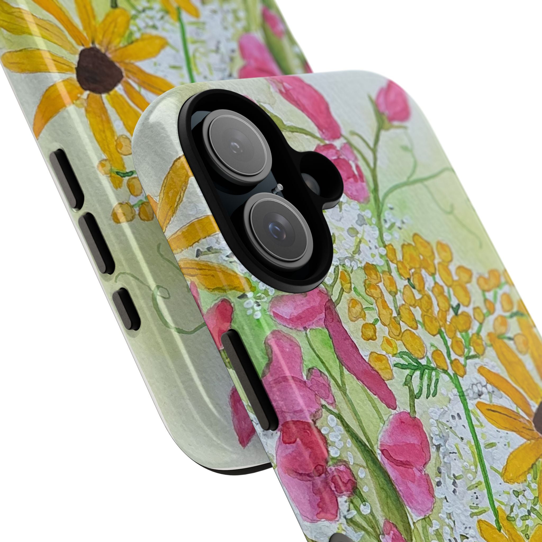 July Upper Michigan Wildflowers Phone Case — Sweet Pea, Queen Anne’s Lace & Brown Eyed Susan Watercolor