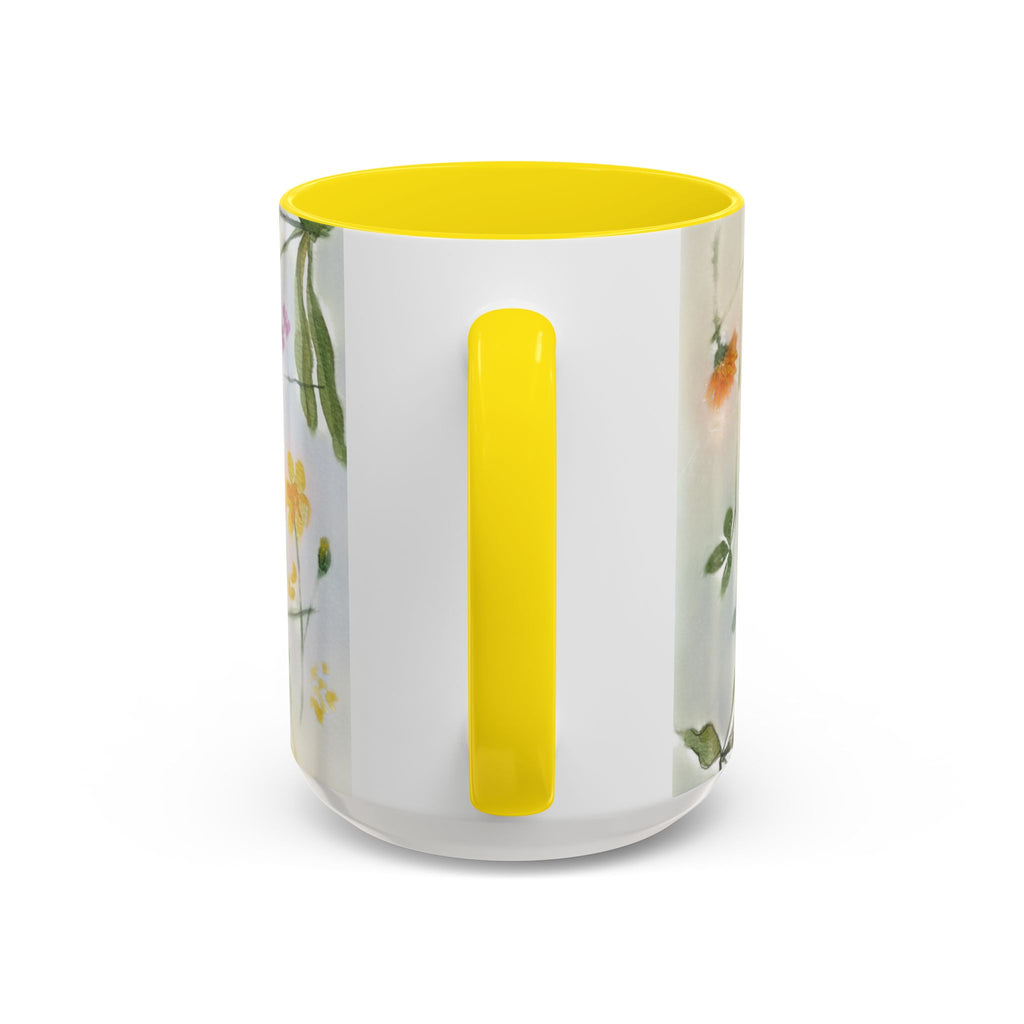 Watercolor Wildflowers Accent Coffee Mug — Loose Floral Design (11/15oz)