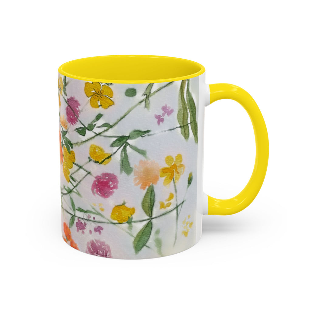 Watercolor Wildflowers Accent Coffee Mug — Loose Floral Design (11/15oz)
