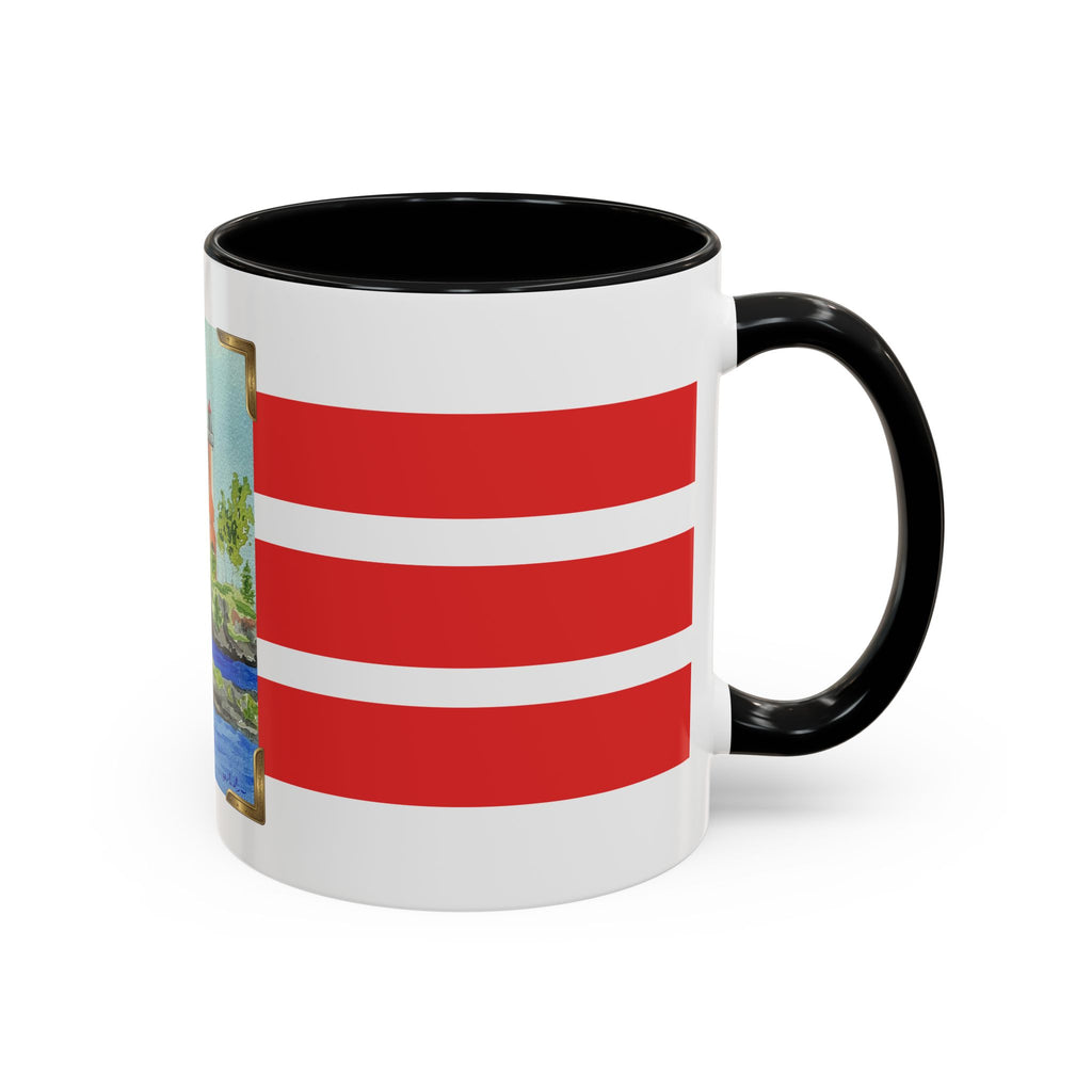 Lighthouse Coastal Accent Coffee Mug – Striped Red Nautical 11/15oz