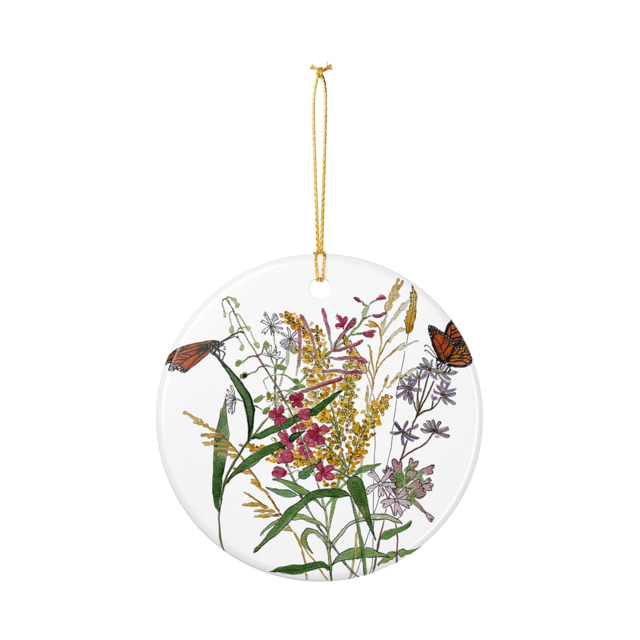 Michigan August Butterflies & Wildflowers Ceramic Ornament