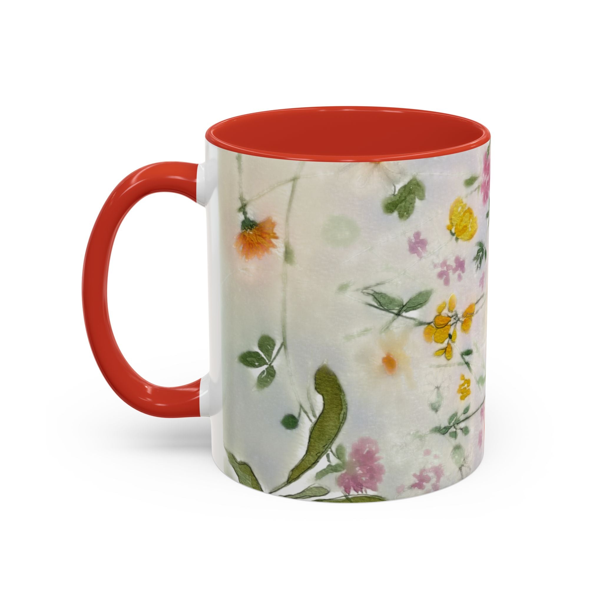 Watercolor Wildflowers Accent Coffee Mug — Loose Floral Design (11/15oz)