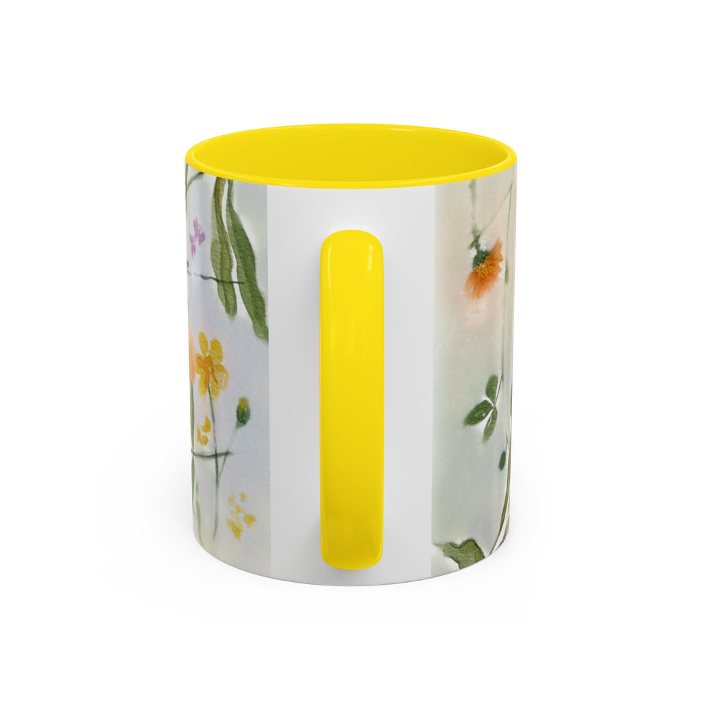 Watercolor Wildflowers Accent Coffee Mug — Loose Floral Design (11/15oz)