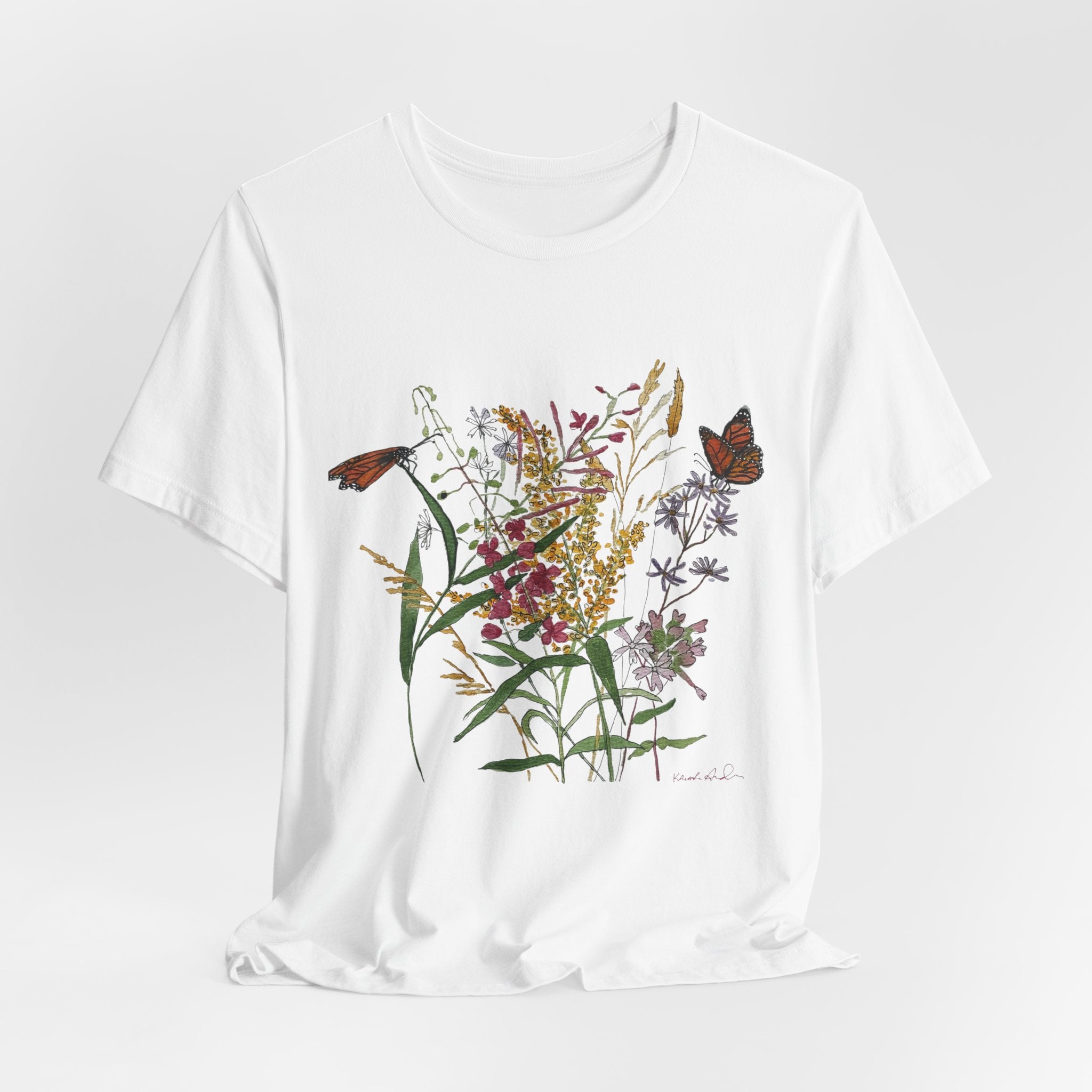 Watercolor Wildflowers & Butterflies T-Shirt