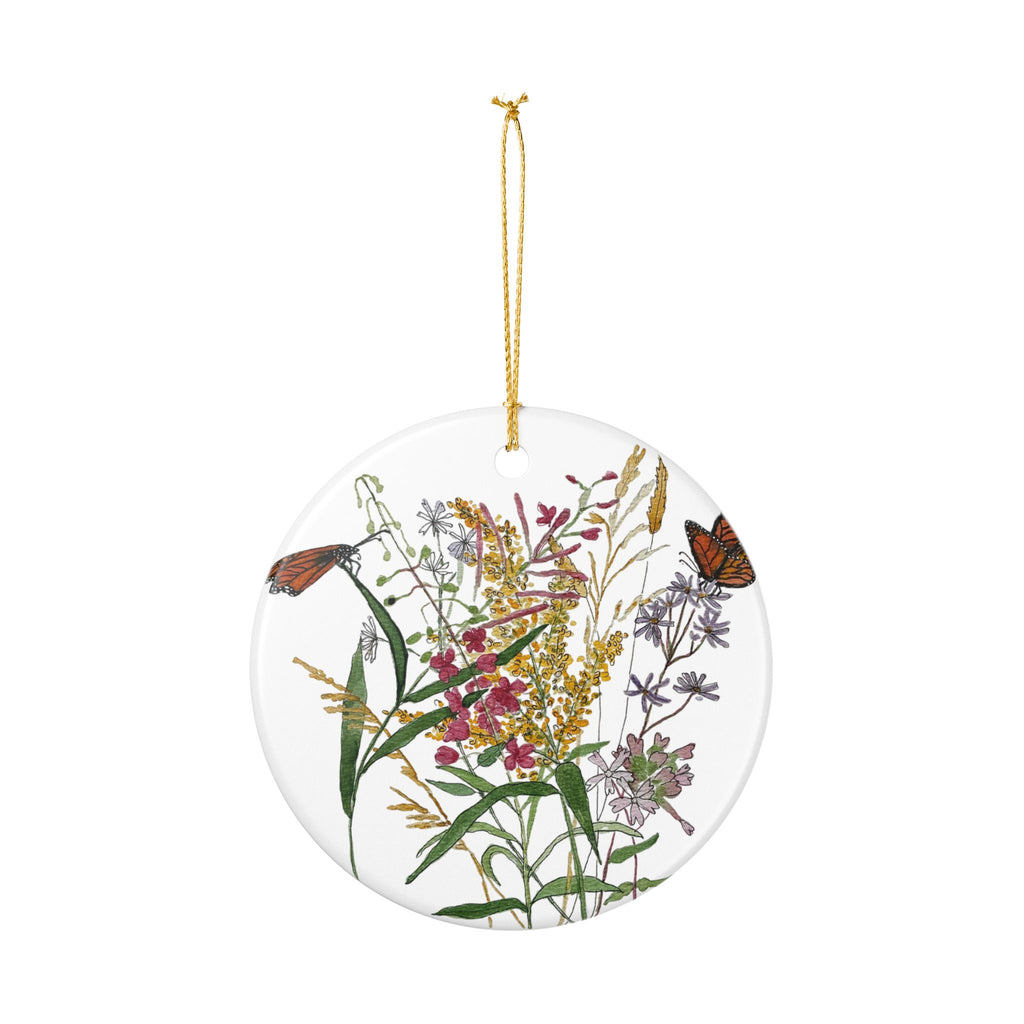 Michigan August Butterflies & Wildflowers Ceramic Ornament