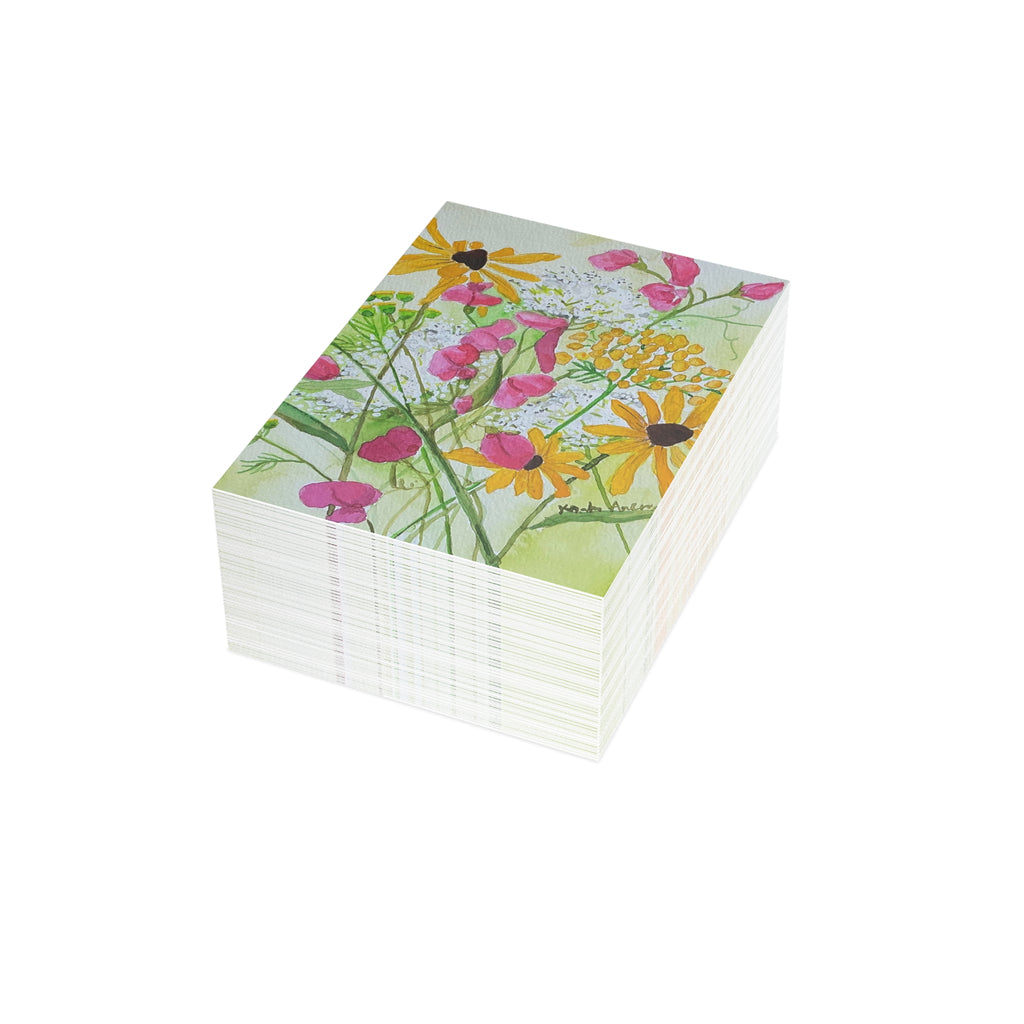 Floral Postcard Bundle — Sweet Peas, Brown Eyed Susans & Queen Anne's Lace (Envelopes Included)