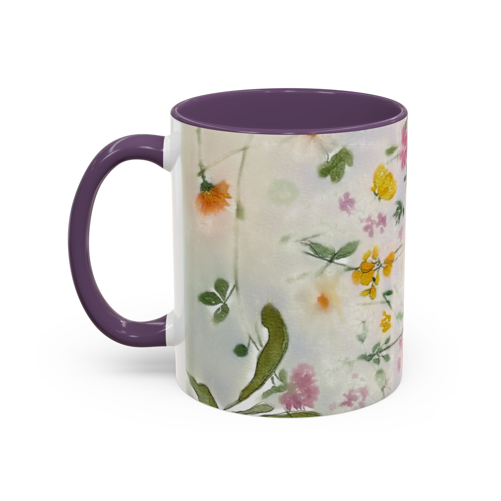 Watercolor Wildflowers Accent Coffee Mug — Loose Floral Design (11/15oz)