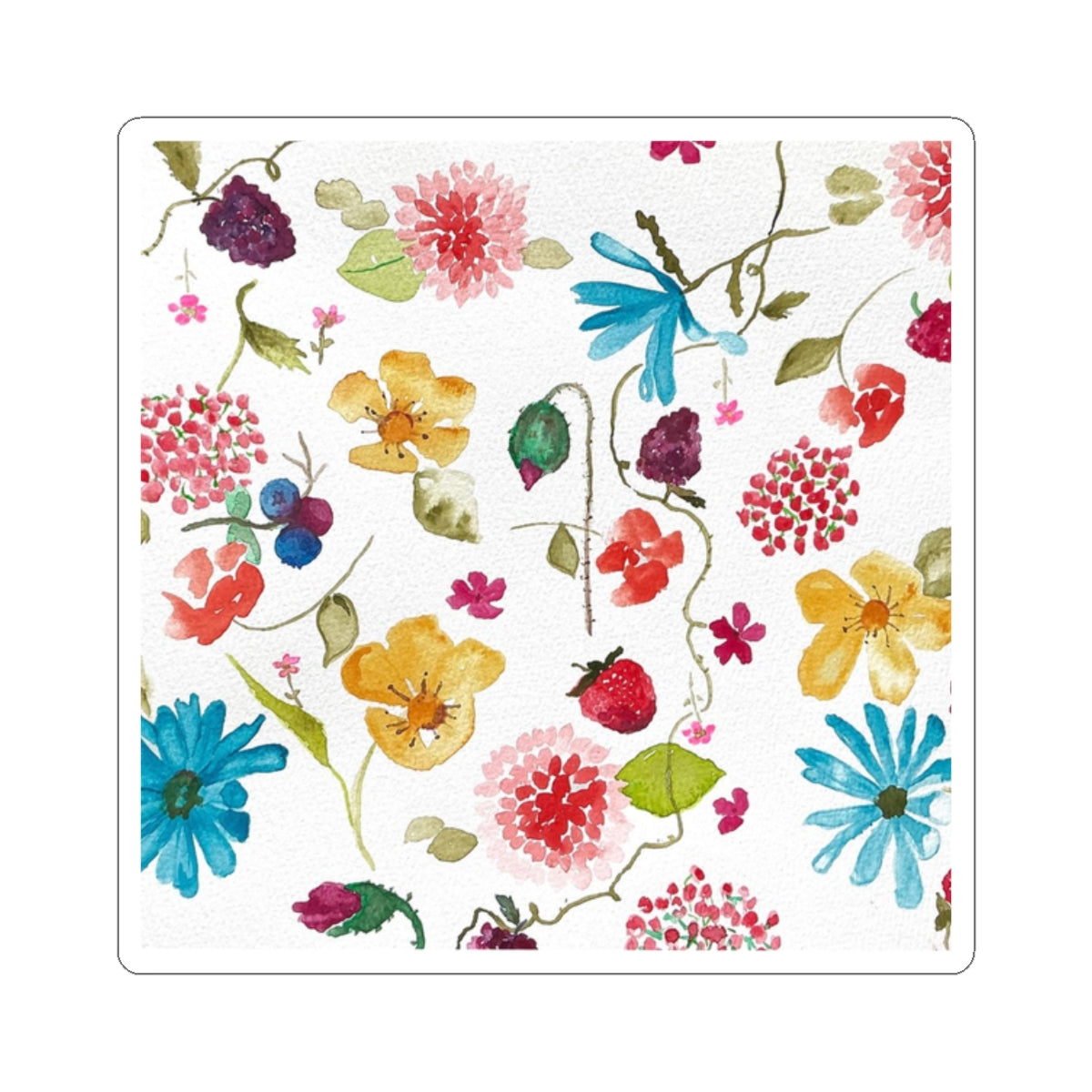 Flowers & Berries Kiss-Cut Sticker — Floral Berry Decorative Sticker Pack