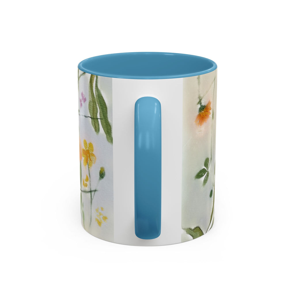 Watercolor Wildflowers Accent Coffee Mug — Loose Floral Design (11/15oz)