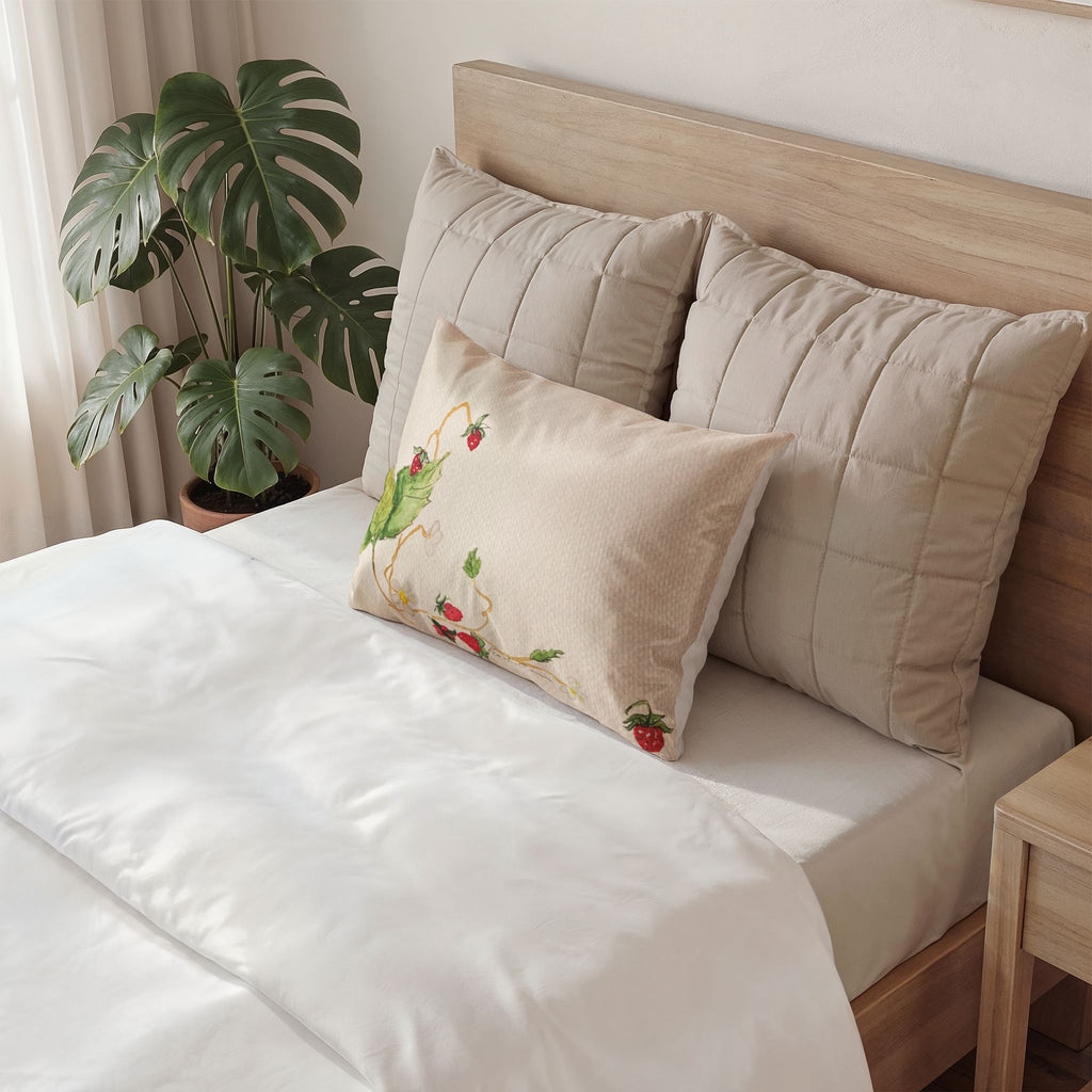 Wild Strawberry Watercolor Pillow Sham
