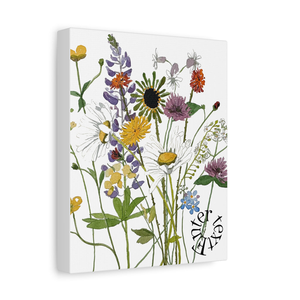 June Watercolor Wildflowers Matte Canvas Print — Stretched 1.25"